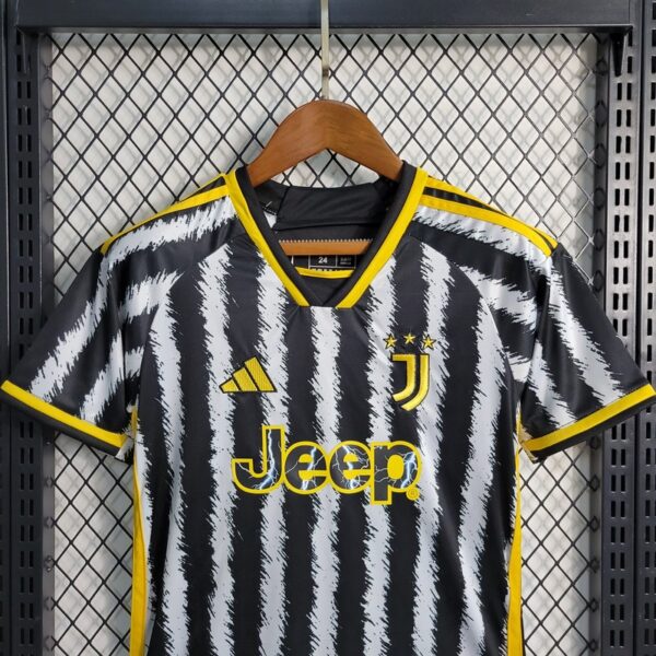 Juventus 2023/24 Home Kids Jersey And Shorts Kit - Image 2