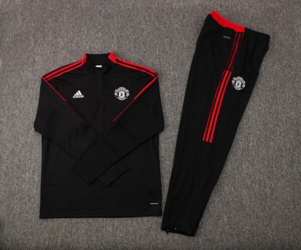 Manchester United 2021-22 Half-Zip Tracksuit Black - Image 2