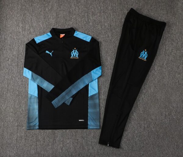 Olympique Marseille 2021-22 Half-zip Tracksuit Black - Image 2