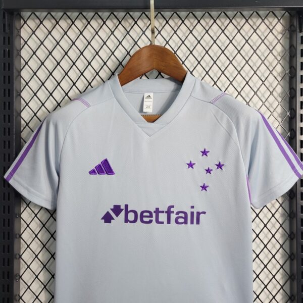 Cruzeiro 2023/24 Grey Kids Jersey And Shorts Kit - Image 2