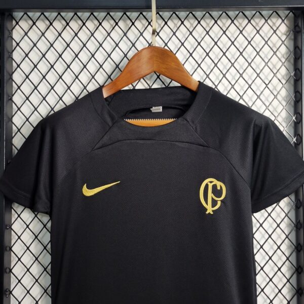 Corinthians 2023/24 Black Kids Jersey And Shorts Kit - Image 2