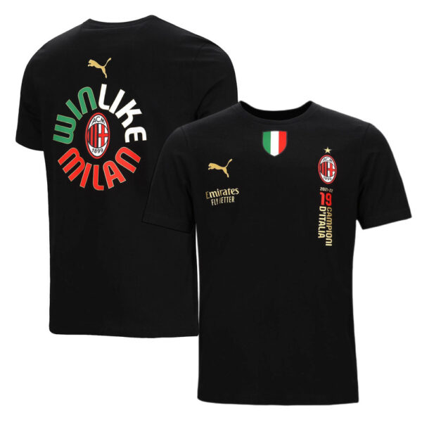 AC Milan 2021/22 Campioni D'italia Celebrative T-shirt - Black