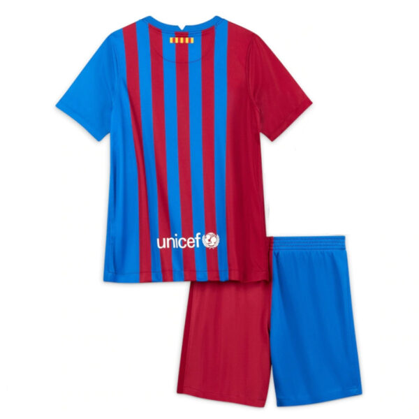 Barcelona 2021/22 Home Kids Jersey And Shorts Kit - Image 2