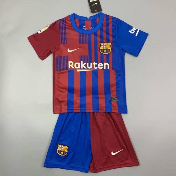 Barcelona 2021/22 Home Kids Jersey And Shorts Kit - Image 9