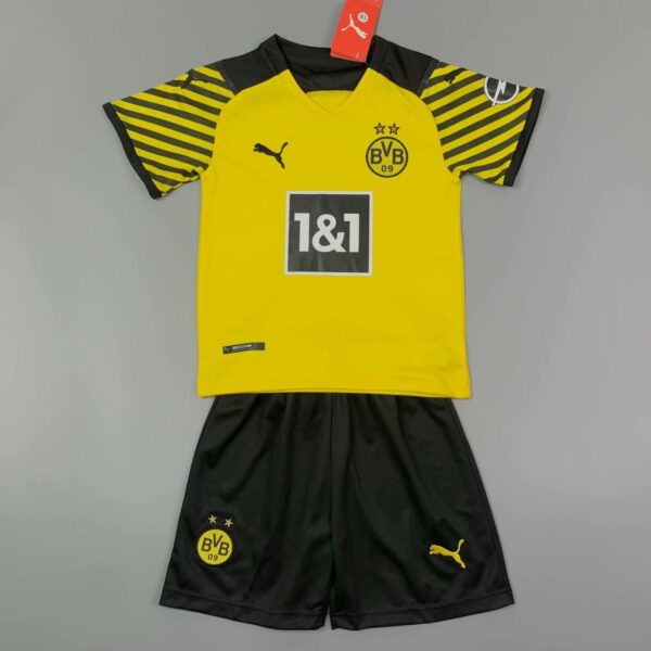 Borussia Dortmund 2021/22 Home Kids Jersey And Shorts Kit - Image 3
