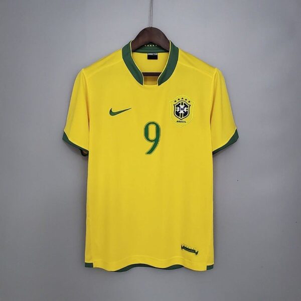 Brazil 2006 World Cup Home #9 Ronaldo Retro Jersey - Image 2