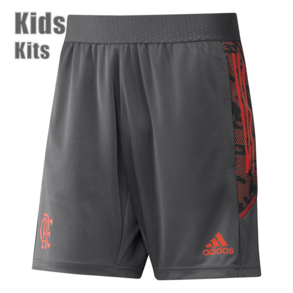 Flamengo 2021 Red Training Kids Jersey And Shorts Kit - Image 4