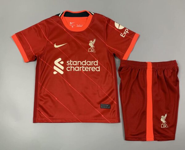 Liverpool 2021/22 Home Kids Jersey And Shorts Kit - Image 3