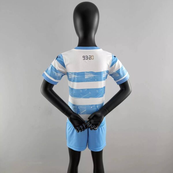 Manchester City 2022/23 Anniversary Kids Jersey And Shorts Kit - Image 3