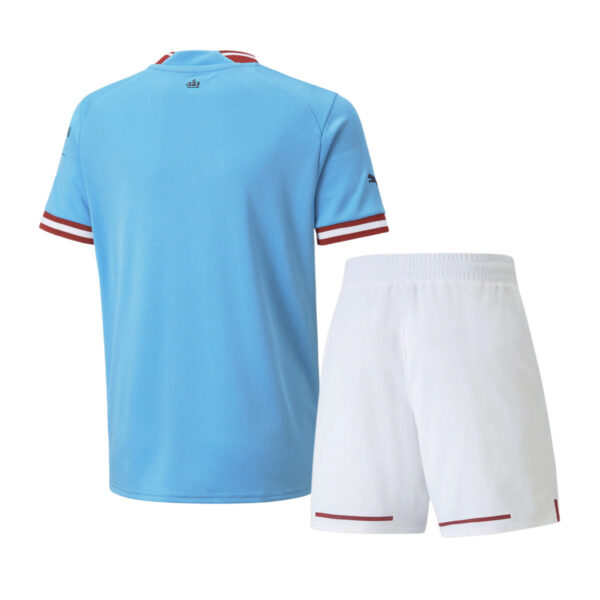 Manchester City 2022/23 Home Kids Jersey And Shorts Kit - Image 2