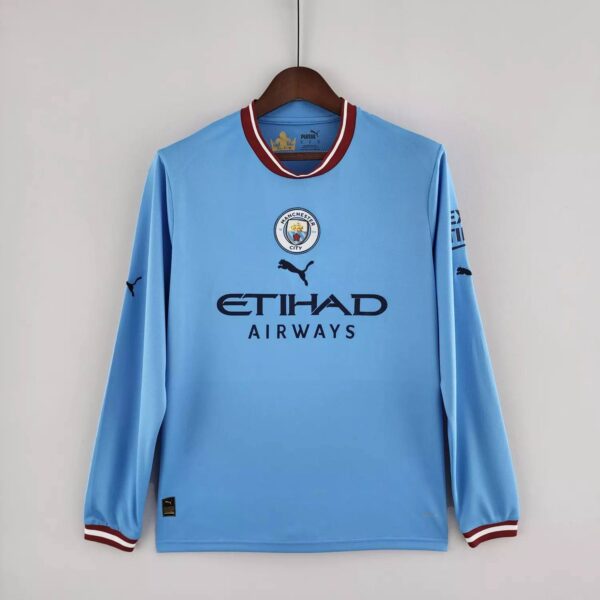 Manchester City 2022/23 Home Long Sleeve Jersey - Image 9