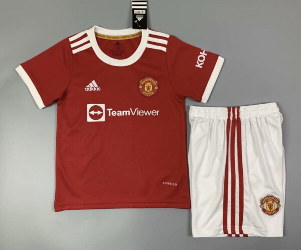 Manchester United 2021/22 Home Kids Jersey And Shorts Kit - Image 4