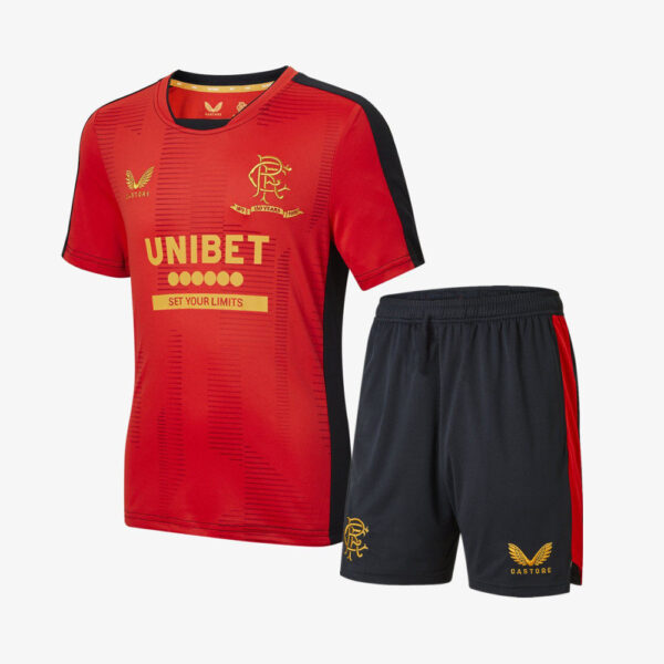 Rangers 2021/22 Training Kids Jersey And Shorts Kit  - Red/black