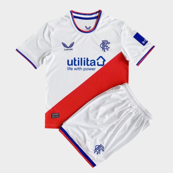 Rangers 2022/23 Away Kids Jersey And Shorts Kit - Image 2