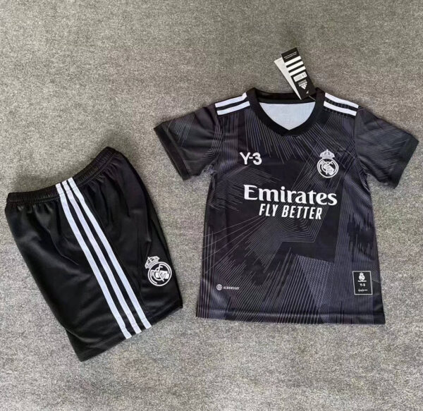 Real Madrid 2021/22 Y-3 120th Anniversary Kids Jersey And Shorts Kit - Image 3